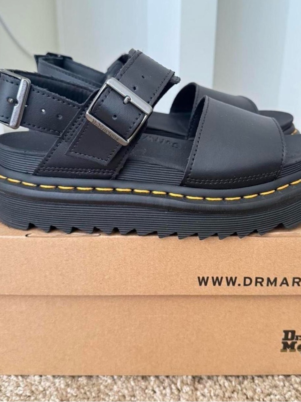 Dr. Martens Black Leather Platform Sandals